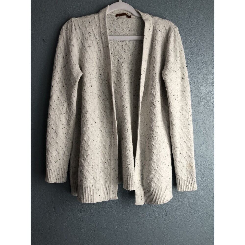 Belldini Womens Cardigan Medium White Speckled Sweater Open Front Lagenlook READ